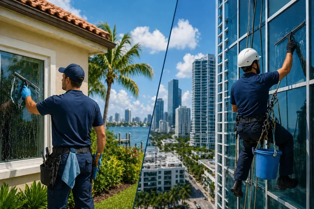 What Is the Difference Between Residential and Commercial Window Cleaning in Miami?