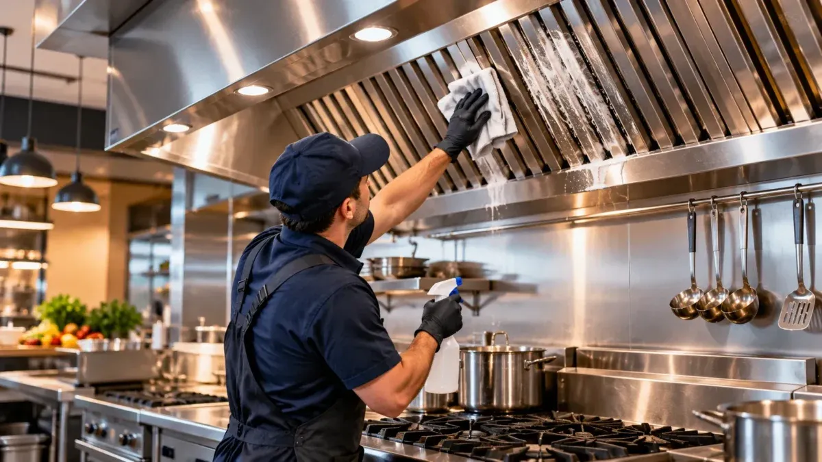 Professional Hood Cleaning in a Commercial Kitchen